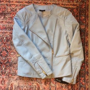 Baby Blue FAUX Leather Jacket